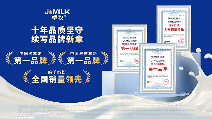 三冠加冕！卓牧乳業(yè)包攬羊奶品類(lèi)三大市場(chǎng)地位確認(rèn)，彰顯國(guó)民乳企硬核實(shí)力|餐飲界